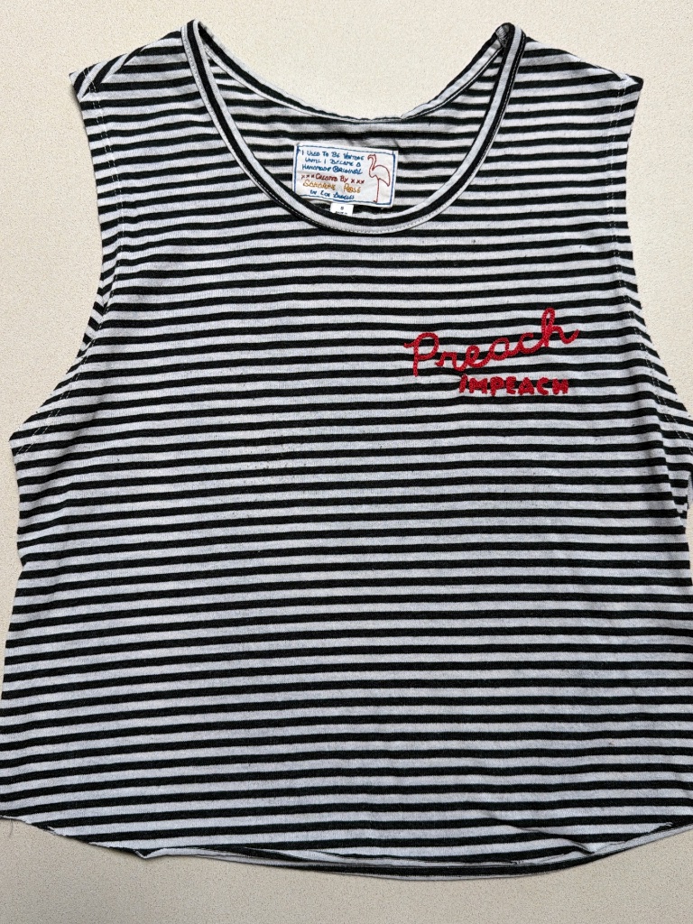 Hand Embroidered Stripped Impeach Tank Top